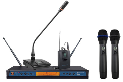 Sistema de micrófono inalámbrico de verdadera diversidad de receptor de diversidad de 2 canal UHF ER-5900